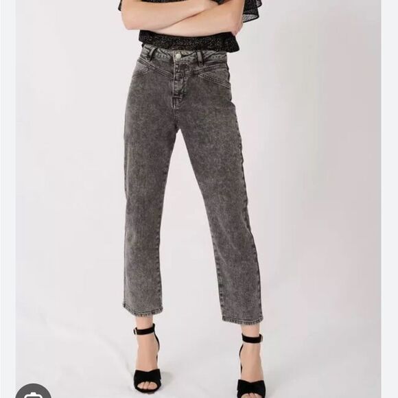 Maje Denim - Maje Cropped Faded Jeans Gray Size 42